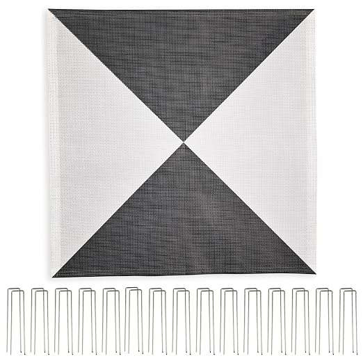 Sky High Bull's-Eye (24"x24") Degradable Drone Ground Control Point GCP with 30 Staples (Black/White Iron Cross) | Aerial Targets for Drone Mapping & Surveying | Compatible with DroneDeploy & Pix4D