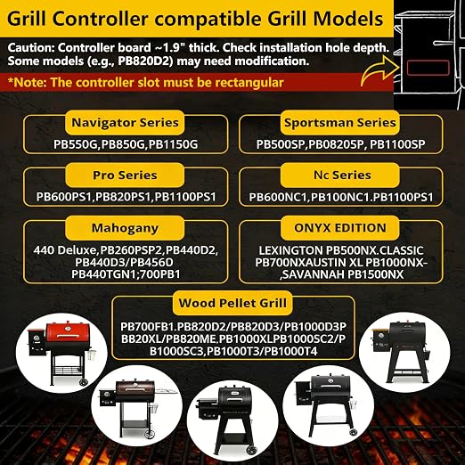 Smart WiFi PID Pellet Grill Controller Replacement with App & Digital Display, Upgraded Thermostat Panel Compatible with Pit Boss 440-1600 Navigator Sportsman Competition Onyx Pro Series