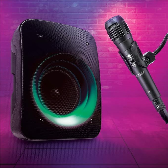 Coby Wireless Bluetooth Speaker, Portable Speaker with 11 LED Light Modes, Built-in Mic Input, and FM Radio for Outdoor Use, Rechargeable Battery, Micro USB, AUX Port, and TF Card Slot, 7-Hour Play