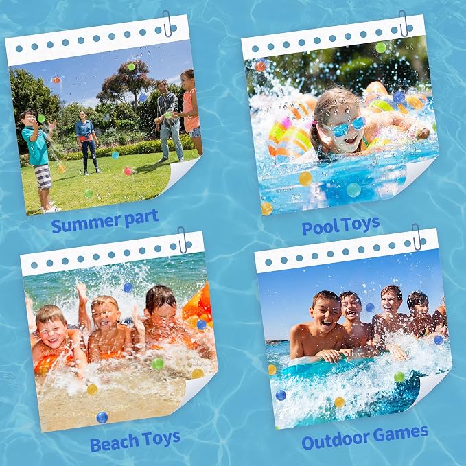 GUNTAIL 6Pcs Reusable Water Balloons,Quick-Fill Water Bombs,Silicone Water Balls For Kids Aged 3-12,Outdoor Water Ball Fights,Summer Party Supplies For Swimming Pools, Beaches,Yards Outdoor Games