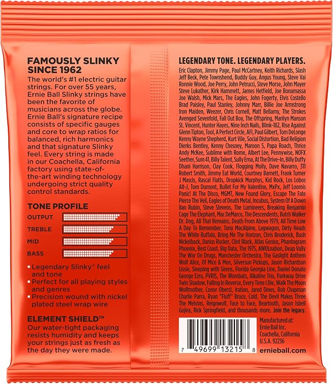 Ernie Ball Skinny Top Heavy Bottom Slinky Nickel Wound Electric Guitar Strings 3-pack, 10-52 Gauge (P03215)
