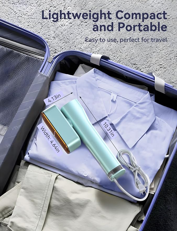 Steamer for Clothes,Sundu Portable 2-in-1 Travel Steamer&Iron,15s Fast Heat-up,100ml Water Tank,Ironing Gloves,25 Min Powerful Continuous Steam,1000W&4 Modes Light Steam Iron for Travel&Home(Mint)