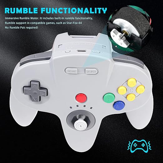 2.4 GHz Wireless N64 Switch Online Controller, USB Receiver & N64 Receiver, Compatible with Windows PC iOS Mac Raspberry Pi, N64 / Switch Online/NSO - (Rechargeable) (Plug and Play) (2 Pack)