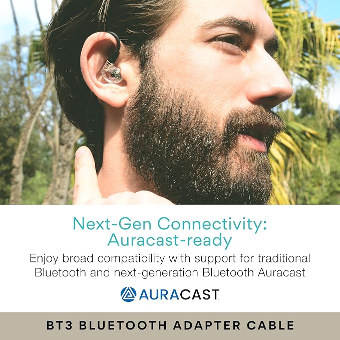 MEE audio M6 PRO Musicians' In-Ear Monitors Wired + Wireless Combo Pack: Includes IEMs, 2 Audio Cables and BT3 Hi-Res Bluetooth Audio Adapter w/aptX, LDAC, Auracast Support, & Built-In Headset (Clear)