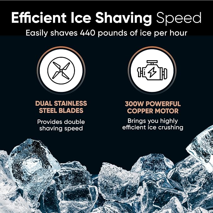 Tartle Kitchen - Stainless Steel Dual Blade Ice Shaver Snow Cone Maker Machine - Summer Parties & Refreshing Treats - Durable Easy to Use & Clean - Ideal for Catering, Restaurant & Commercial Kitchens