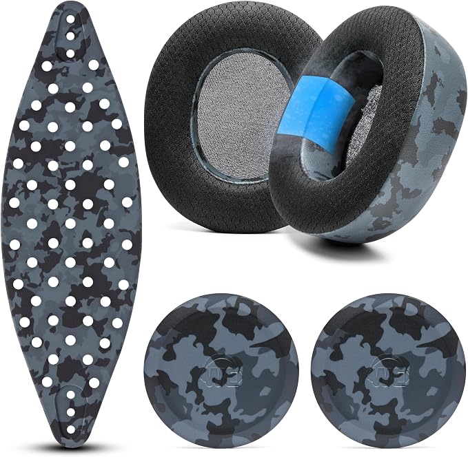 WC Modkit V2 Nova Pro Wireless, Pro Omni, & Elite - Gel Earpads, Extra-Wide Headband, & Side Plates for Arctis Nova Pro Wireless, Nova Elite & Nova Pro Omni by Wicked Cushions | Black Camo