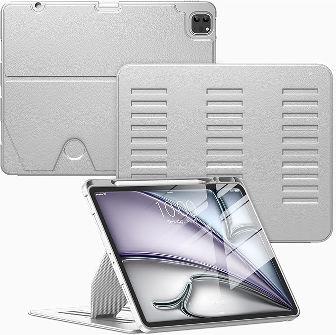 VIKESI Case for iPad Air 13 inch (M4) 2026 / (M3) 2025 / (M2) 2024,Multiple Angles Magnetic Stand Cover,Shockproof Soft Back,Pencil Holder,and Auto Sleep/Wake,Gray