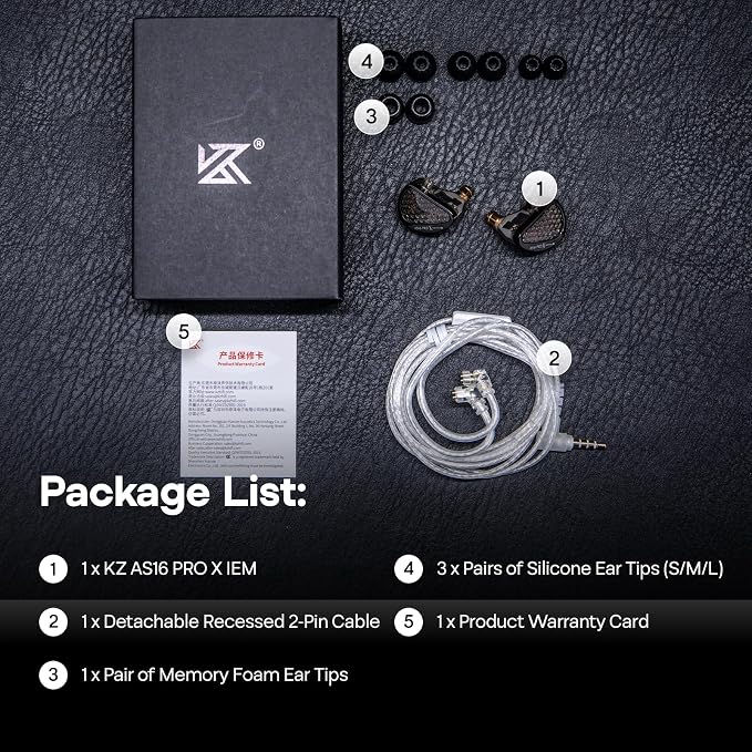 KZ AS16 PRO X in Ear Monitor, 16BA HiFi Wired Earbuds, Professional IEM Earphones with Precision Electronic Crossover, Sparkling Diamond-Like Design for Musician Audiophiles (with Mic)