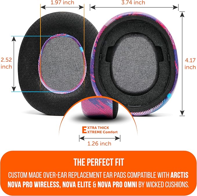 WC Freeze Nova Pro Wireless - Cooling Gel Earpads for Arctis Nova Pro Wireless, Nova Elite & Nova Pro Omni (Doesn’t Fit Other Models), by Wicked Cushions, Extra Thick & Comfortable | Speed Racer