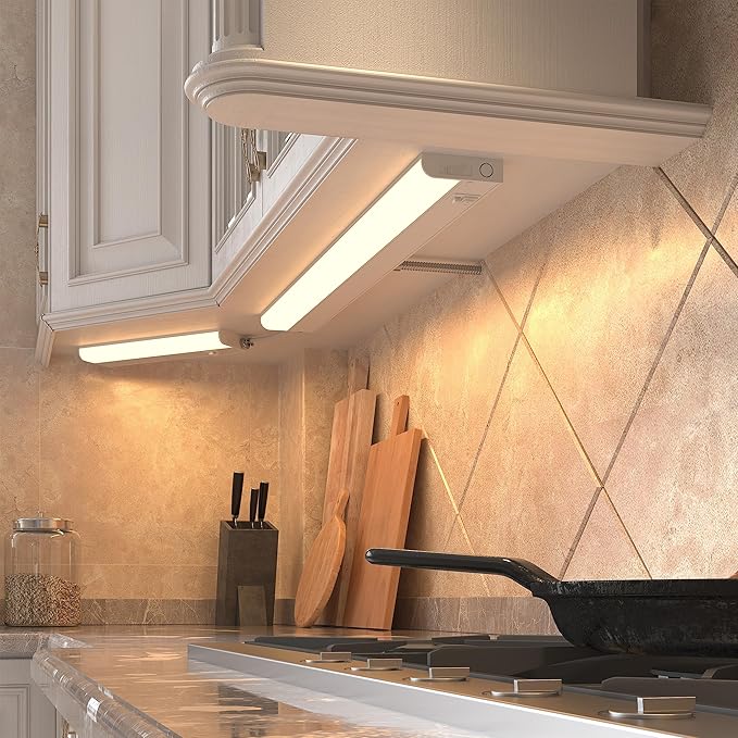 GETINLIGHT 24-inch Hardwired Only 5 Color LED Under Cabinet Lighting, Selectable 2700/3000/4000/5000/6000K, Dimmable, Matte White Finished, ETL Listed, IN-0201-13-WH-5C