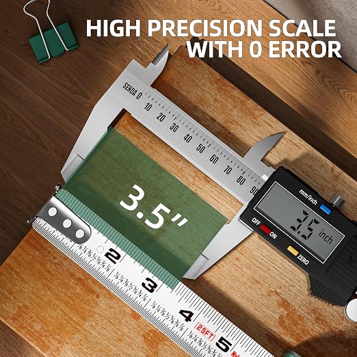 SENDA Tape Measure 16Ft - Heavy Duty Tape Measure with 25mm Wide with Three Stops, High Precision Measuring Tape Retractable Measuring Tape, Rubber for Comfortable Grip, Fraction Markings(1 Pack)