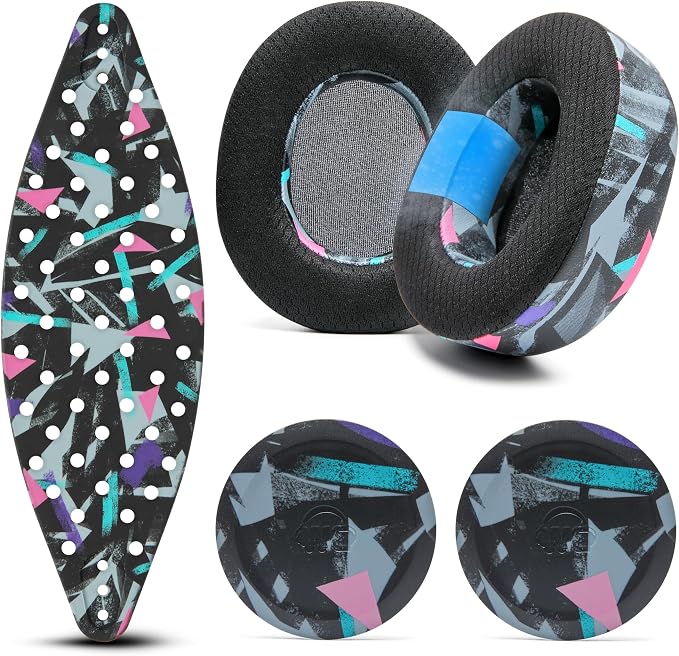 WC Modkit V2 Nova Pro Wireless, Pro Omni, & Elite - Gel Earpads, Extra-Wide Headband, & Side Plates for Arctis Nova Pro Wireless, Nova Elite & Nova Pro Omni by Wicked Cushions | 90's Black