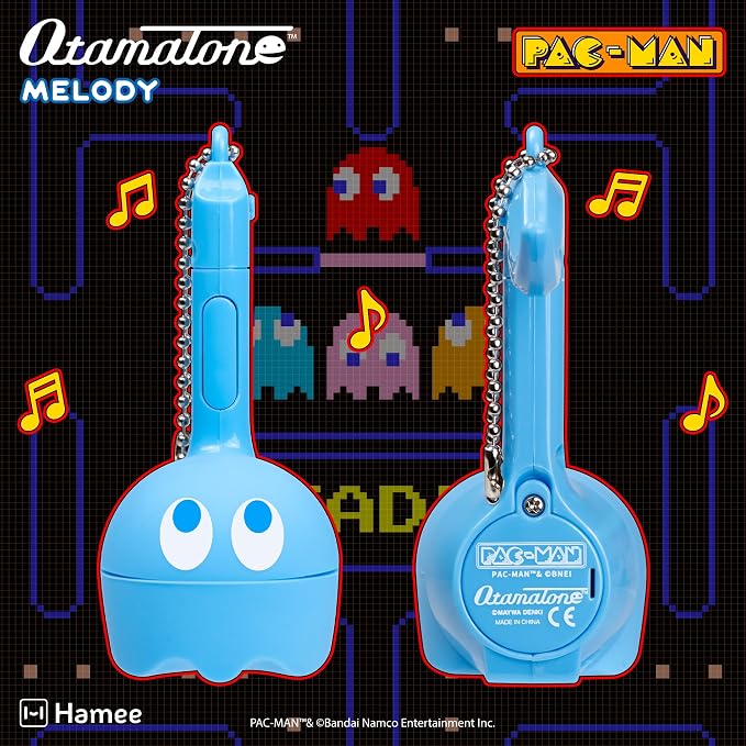 Otamatone Melody Original PAC-Man Electronic Portable Music Toy Player Synthesizer from Japan by Maywa Denki Officially Licensed Merchandise with English Instructions Keychain Accessory - Inky