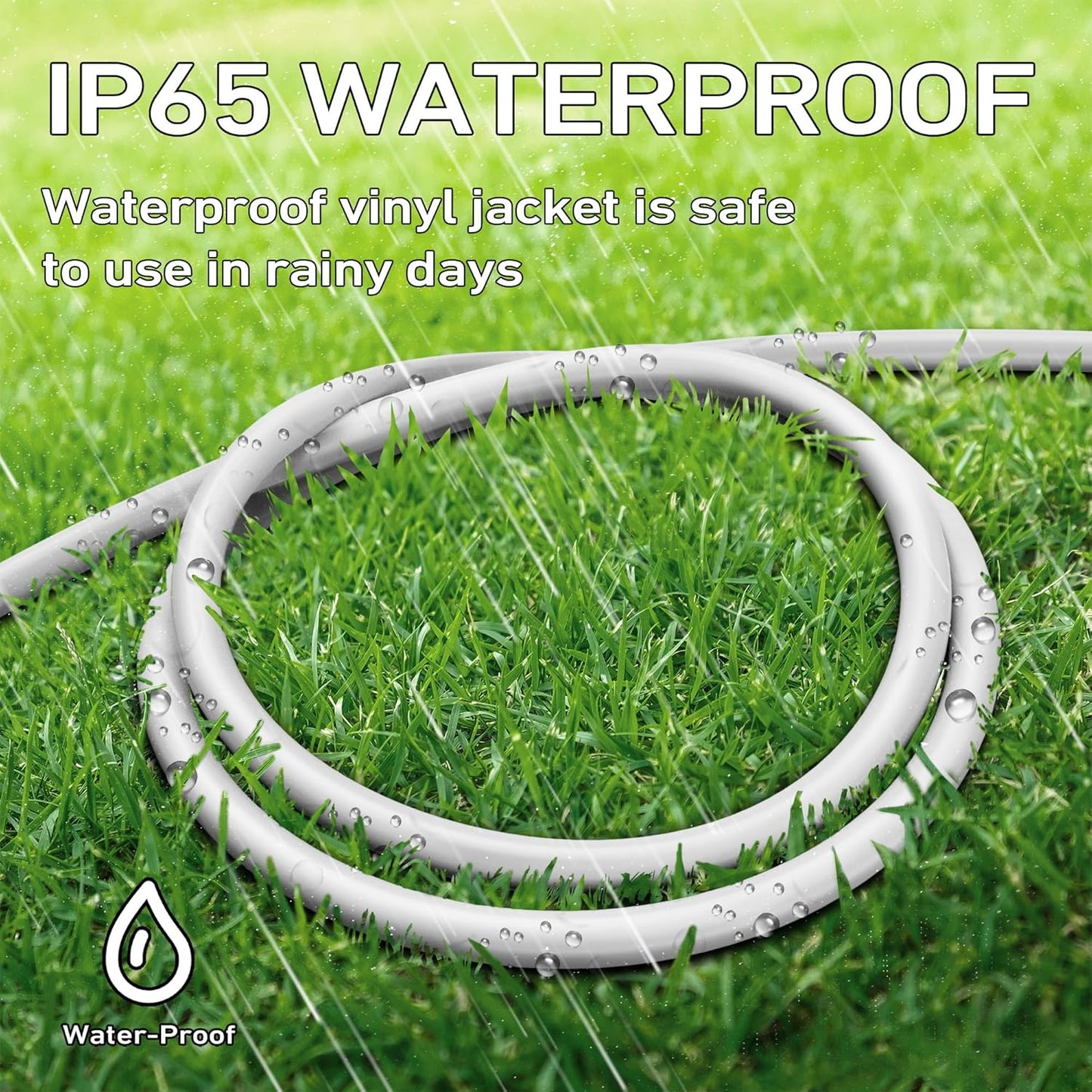 LUCKY TL Indoor Outdoor Extension Cord, 16/3 Gauge White Long Extension Cord 25ft, Waterproof Flexible Case, Made of Pure Copper, 13A 1625W 16AWG SJTW, 3 Prong Heavy Duty Wire, ETL