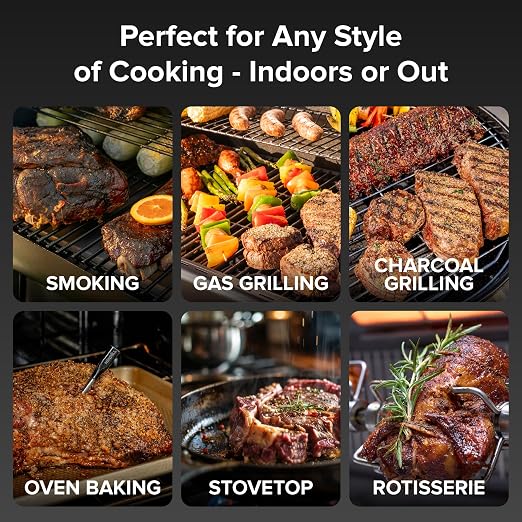 Nexgrill Smart Wireless Meat Thermometer, Bluetooth, Dual Sensor Probe Meat & Ambient, Digital Display Base, iOS/Android App Control, USB-C Rechargeable for Grill, Smoker, Oven, BBQ 530-04113 (2Pack)