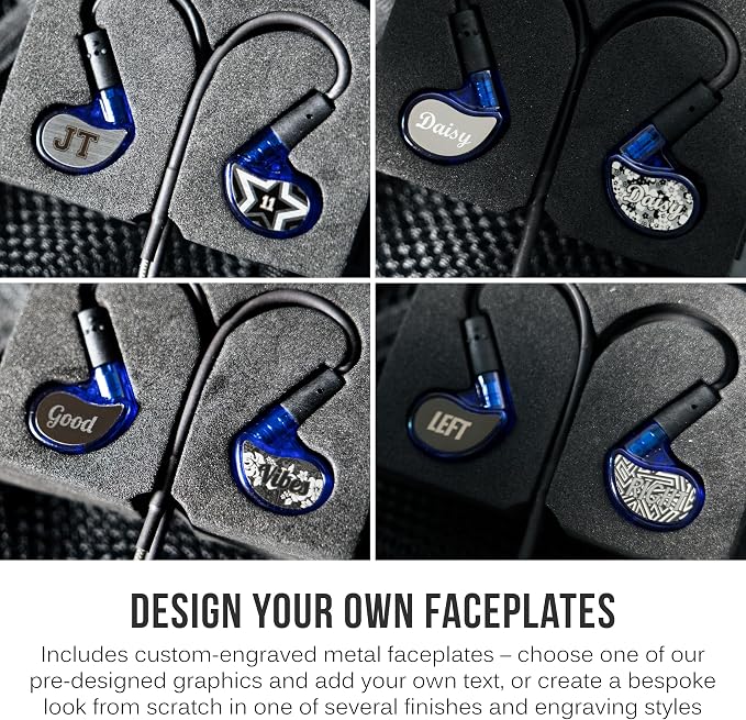 MEE audio Personalized M6 PRO in Ear Monitor Headphones for Musicians w/Engraved Metal Faceplates: Choose an Artwork and/or Add Custom Text, Noise Isolating Professional Earbuds w/Replaceable Cables