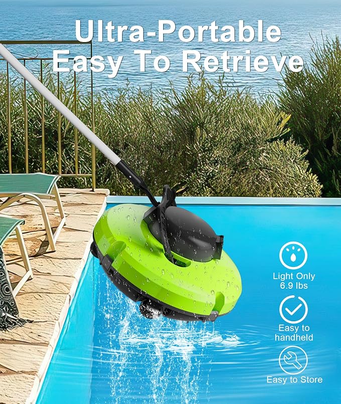 Upgrade Robot Pool Vacuum for Above Ground Pool, Cordless Robotic Pool Cleaner Dual Motors, 120 Mins Runtime, Auto-Dock, Automatic Pool Vacuum Cleaner for In-Ground Flat Pools Up to 1000 Sq.Ft