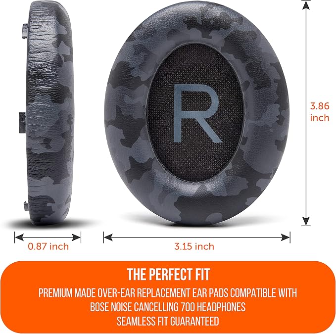 WC Wicked Cushions Upgraded Replacement Ear Pads for Bose 700 Noise Cancelling Headphones (NC700) - Softer PU Leather, Luxurious Memory Foam, Added Thickness, Extra Durable Ear Cushions | (Black Camo)