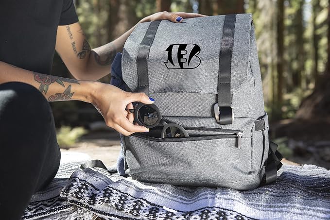 Picnic TIME NFL Cincinnati Bengals OTG Traverse Backpack Cooler - Soft Cooler Backpack - Hiking Backpack, (Heathered Gray)