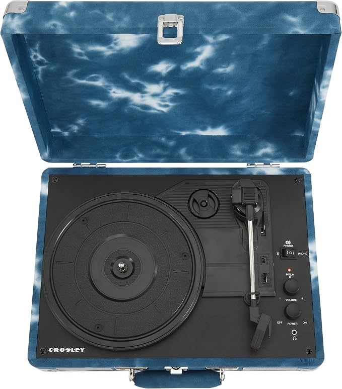 Crosley CR8005F-IN Cruiser Plus Vintage 3-Speed Bluetooth in/Out Suitcase Vinyl Record Player Turntable, Indigo