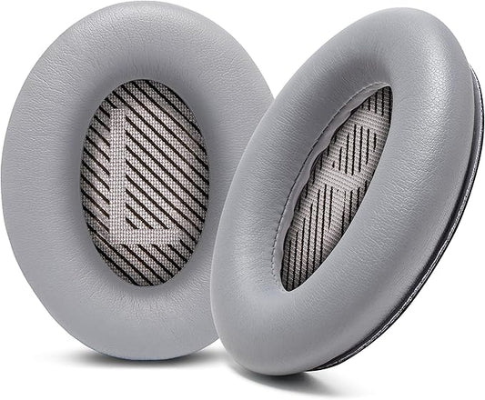 WC Wicked Cushions Upgraded Replacement Ear Pads for Bose QC35 & QC35ii (QuietComfort 35) Headphones & More - Softer Leather, Luxurious Memory Foam, Added Thickness, Extra Durability | Silver
