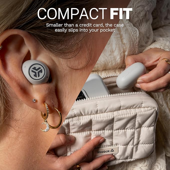 JLab Go Pop ANC, True Wireless Earbuds, Active Noise Cancelling, Bluetooth Earbuds with Charging Case, Cloud White