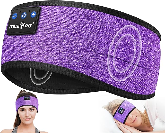 MUSICOZY Bluetooth 5.4 Sleep Headphones Headband, Zipper Washable Eye Mask with HD Stereo Speakers + Wireless Sports Headband, 14H Playtime Music Headphones for Sleeping, Running, Travel, Meditation