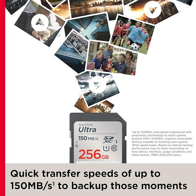 SANDISK 256GB Ultra SDXC UHS-I Memory Card - Up to 150MB/s, C10, U1, Full HD, SD Card - SDSDUNC-256G-GN6IN (Pack of 3)