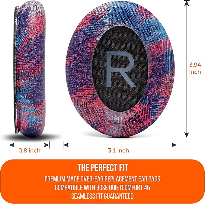 WC PadZ QC45 - Earpads for Bose QuietComfort 45 / QuietComfort Se/QuietComfort Wireless, Made by Wicked Cushions | Extra Thick Cushion | Premium Durable Stitching | Speed Racer