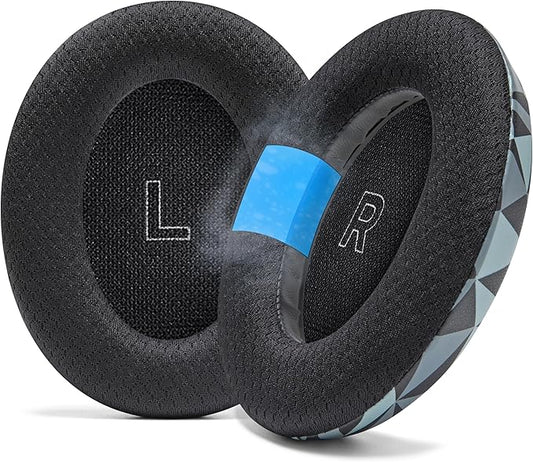 WC Freeze QC Ultra – Cooling Gel Replacement Earpads Compatible with Bose QuietComfort Ultra Gen 1 & Gen 2 by Wicked Cushions | Breathable Fabric, Extra Thick & Cool | Geo Grey