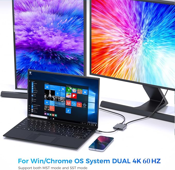 USB C to Dual DisplayPort(DP) Adapter Splitter 8K, Dual Monitor Adapter for Dell HP Surface Laptops,Type C to 2 DP Hub Dongle 8K@30hz/ 4K@144HZ...