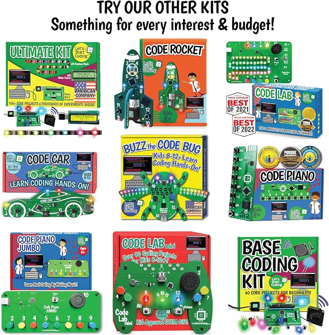 Code Lab All-Inclusive Coding Kit for Kids 8-12+ and Teens. Premium STEM Learning Toy for Boys & Girls Teaches C++ Programming. Includes Over 60 Electronic Components and Over 100 Online Lessons