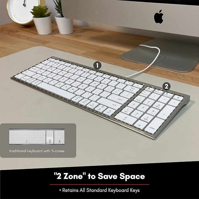 Macally Compact USB Keyboard and Mouse Combo, Uniquely Designed to Save Space