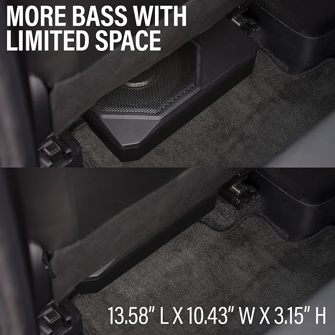 Sound Storm Laboratories US10K 10 Inch Powered Under Seat Car Subwoofer - 1000 Watts Max, Dual 4 Ohm Voice Coil, 8 Gauge Amp Installation Kit