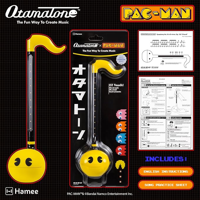 Otamatone PAC-MAN Electronic Musical Instrument Portable Synthesizer Toy from Japan by Maywa Denki – Fun Award-Winning Music Toy for Kids, Teens & Adults [English Instructions]