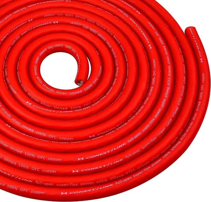 10 FT 1/0 AWG 0 GA Full Gauge Battery Power Cable Ground Wire Frost Red OFC Copper