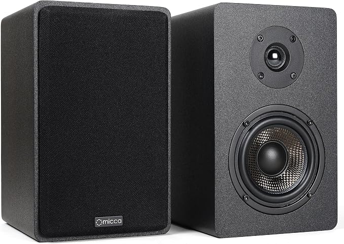 Micca MB42X Advanced Bookshelf Speakers for Home Theater Surround Sound, Stereo, and Passive Near Field Monitor, 2-Way (Black, Pair)
