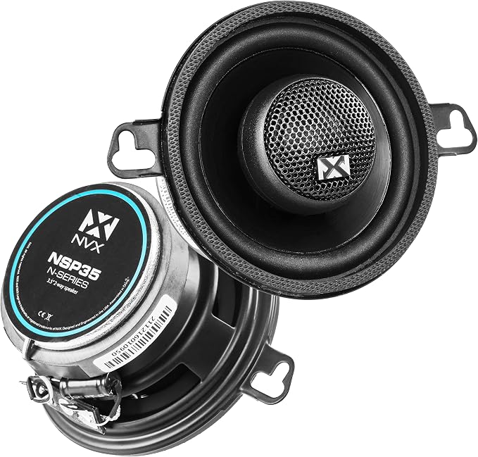 NVX NSP35 3.5" Car Speakers, 200W Max, 70W RMS, 2-Way Coaxial w/Silk Dome Tweeters & Built-in X-Overs, Easy to Install in Cars/Trucks/Doors (Pair)