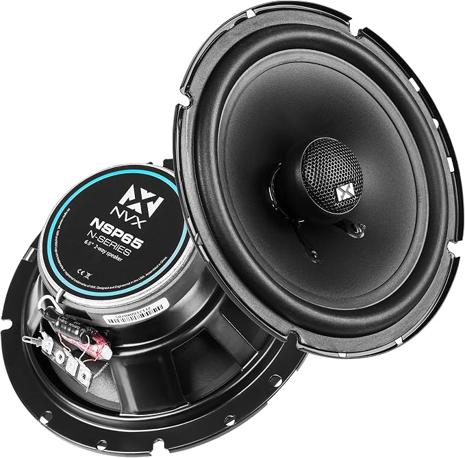 NVX NSP65 6.5" Car Speakers, 540W Max, 180W RMS, 2-Way Coaxial w/Silk Dome Tweeters & Built-in X-Overs, Easy to Install in Cars/Trucks/Doors (Pair)