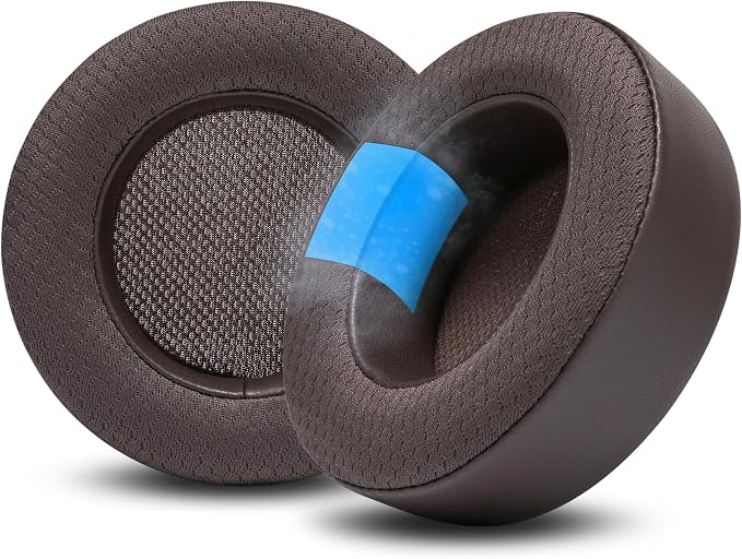 WC Freeze Virtuoso - Hybrid Fabric Cooling Gel Replacement Earpads for Corsair Virtuoso Gaming Headset, Made by Wicked Cushions, Improved Durability, Thickness and Sound Isolation | Brown