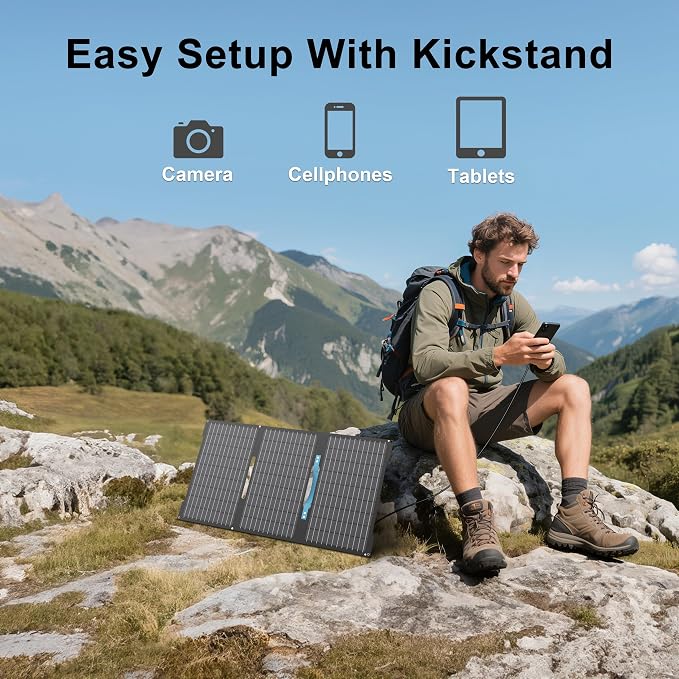 45W Portable Solar Panels Chargers with USB-C, USB-A and DC Outputs Foldable IP67 Waterproof Solar Panel for Camping,Power Emergency for Small Power Station,Phones, Power Banks