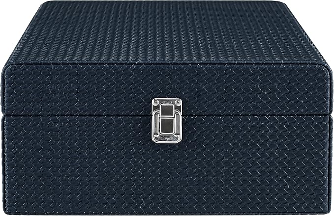 Crosley CR8017B-NY Voyager Vintage Portable Vinyl Record Player Turntable with Bluetooth in/Out and Built-in Speakers, Navy
