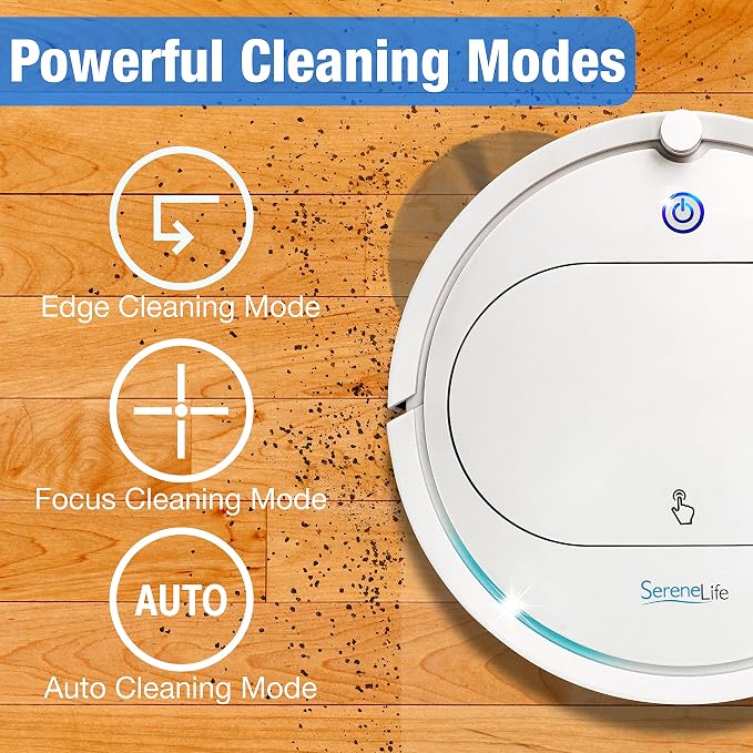 PURE CLEAN Robot Vacuum Cleaner with Remote Control, Smart Robotic Machine Automatic Floor Cleaning Robo Vac with Dry Mop for Clean Home Carpet Hard Wood Tile Pet Hair