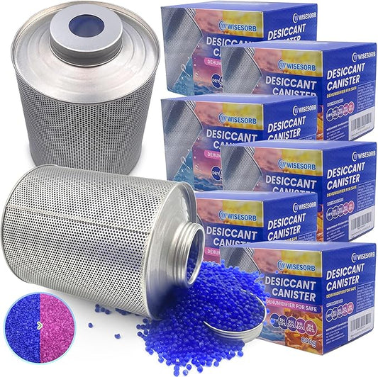 Wisesorb 800 Gram Gun Safe Dehumidifier, 6 Pack of 1.77 LBS Rechargeable Dehumidifier Blue to Pink Silica Gel Desiccant Moisture Absorbers, Dehumidifiers for Room, Bedroom, Safe, Closet, Bathroom, Car