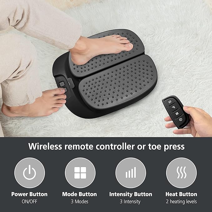 Snailax Foot Massager Machine with Heat,Remote Control, Adjustable Vibration Feet Massager Machine Increased Blood Circulation,Plantar Fasciitis, Stress, Gifts for Mom, Wife (Black)