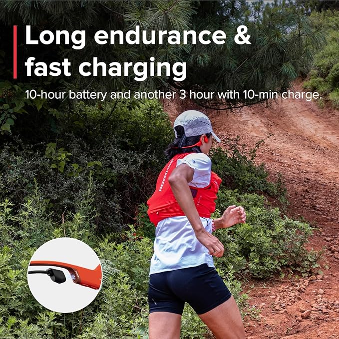 SUUNTO Sonic Open-Ear Bone Conduction Sports Headphone, Bluetooth Wireless Headset w/Enhanced Bass & Multipoint Connection, 10H Playtime w/Fast Charging, Built-in Dual Mics, Waterproof & Light, Red