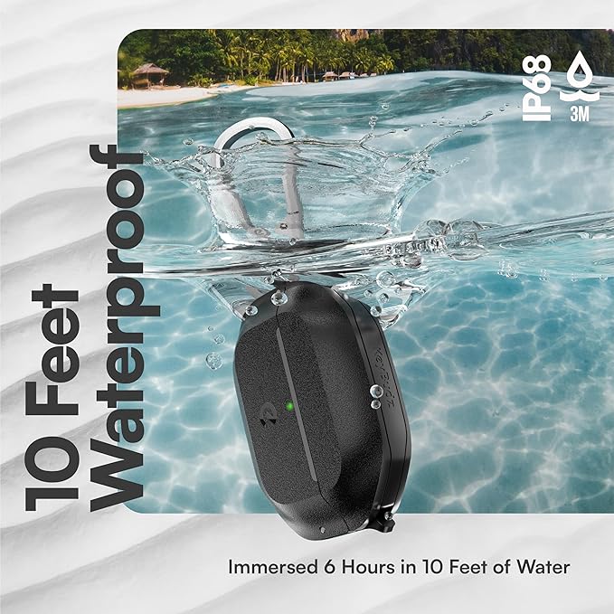 Keybudz for Waterproof AirPods Pro 3 Case with Lock - IP68 Waterproof and Dust Proof, Shockproof Protector, Heavy Duty Rugged Protection, Drop Proof Hard Cover for AirPods Pro 3rd Gen (Carbon Black)