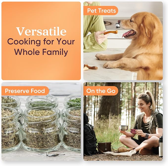 Cosori Food Dehydrator, 6 Trays With Large 6.5" Drying Space, 600W Power Saves More Time Than 480W, 165°F Dehydrated Dryer for Jerky, Dog Treats, Herbs, Meat, Fruit, Black