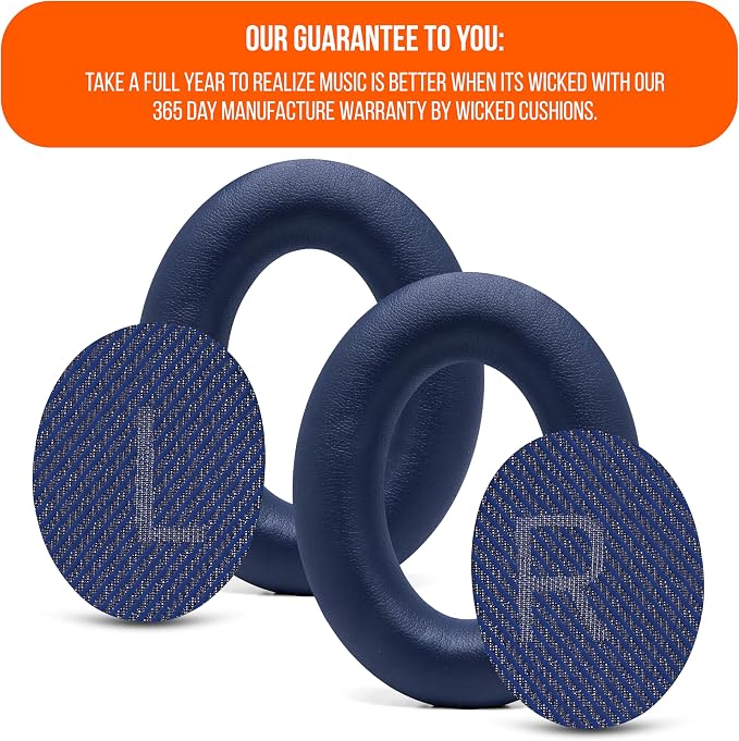 WC Wicked Cushions Upgraded Replacement Ear Pads for Bose QC35 & QC35ii (QuietComfort 35) Headphones & More - Softer Leather, Luxurious Memory Foam, Added Thickness, Extra Durability | Midnight Blue