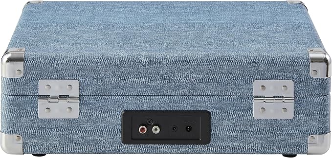 Crosley CR8005F-WD Cruiser Plus Vintage 3-Speed Bluetooth in/Out Suitcase Vinyl Record Player Turntable with Built-in Speakers, Washed Denim